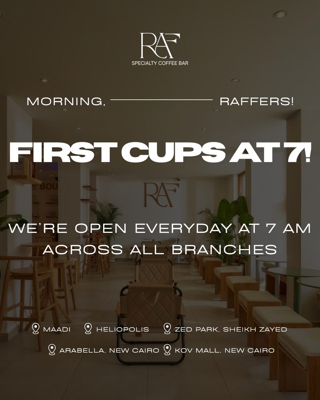 RAF announcement listing all five branches